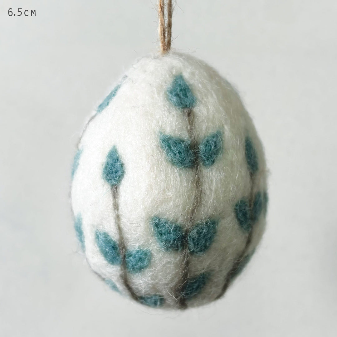 East of India Blue Floral Felted Easter Egg Decoration Easter Decoration East of India Floral Felted Easter Egg Hanging Decoration - Blue