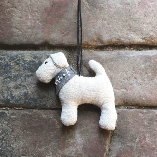 East of India Bobbie Hanging Dog Decoration With Grey Scarf Hanging Decoration East of India Hanging Dog Decoration With Grey Scarf - Bobbie