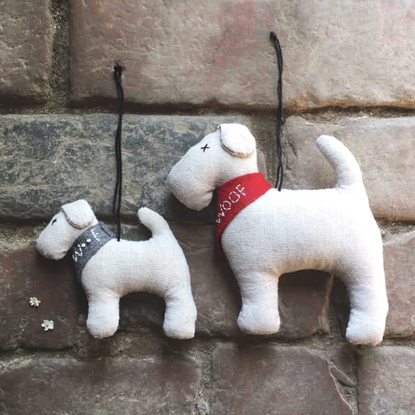 East of India Bobbie Hanging Dog Decoration With Grey Scarf Hanging Decoration East of India Hanging Dog Decoration With Grey Scarf - Bobbie