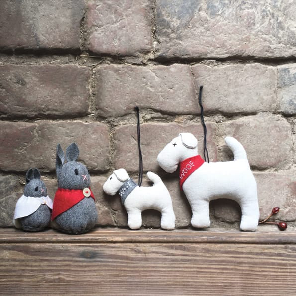 East of India Bobbie Hanging Dog Decoration With Grey Scarf Hanging Decoration East of India Hanging Dog Decoration With Grey Scarf - Bobbie