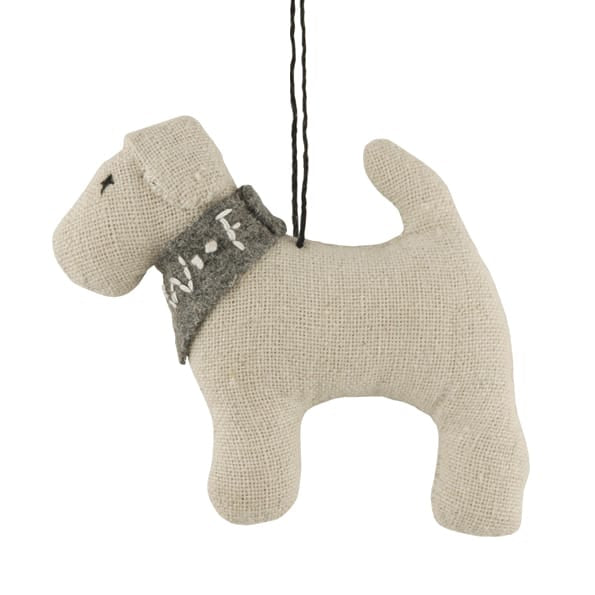 East of India Bobbie Hanging Dog Decoration With Grey Scarf Hanging Decoration East of India Hanging Dog Decoration With Grey Scarf - Bobbie