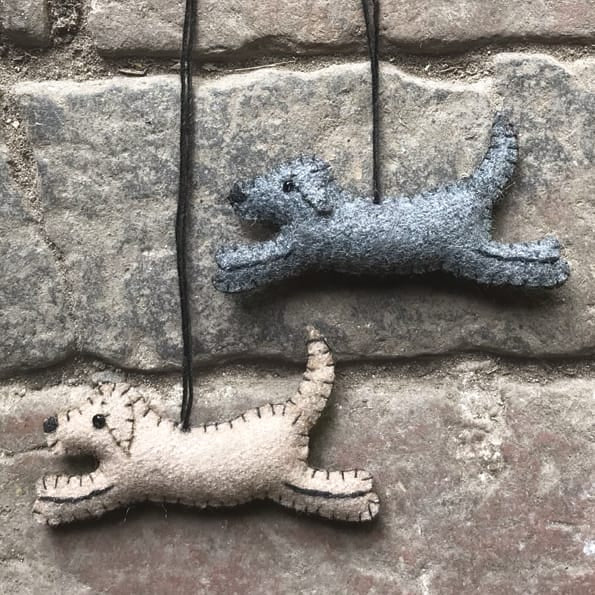 East of India Brown Felt Running Dog Hanging Decoration Hanging Decoration East of India Felt Running Dog Hanging Decoration - Brown