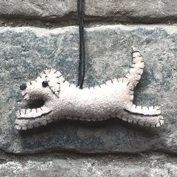 East of India Brown Felt Running Dog Hanging Decoration Hanging Decoration East of India Felt Running Dog Hanging Decoration - Brown