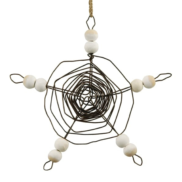East of India Cobweb Wood and Wire Star Hanging Decoration Hanging Decoration East of India Cobweb Wood and Wire Star Hanging Decoration