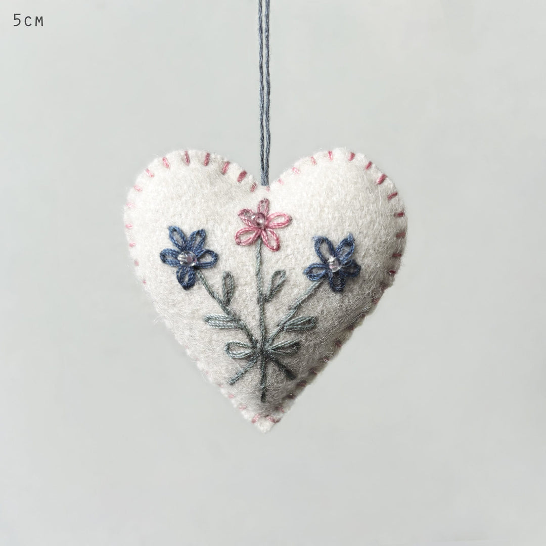 East of India Cream Embroidered Floral Heart gift East of India Embroidered Floral Heart - Cream
