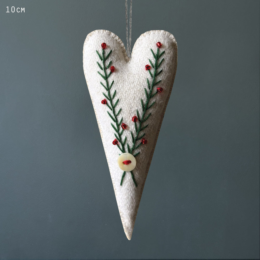 East of India Cream Embroidered Long Heart gift East of India Embroidered Long Heart - Cream