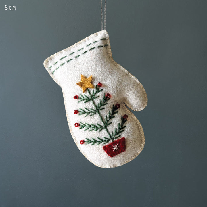 East of India Cream Embroidered Mitten Hanging Decoration Hanging Decoration East of India Embroidered Mitten Hanging Decoration - Cream