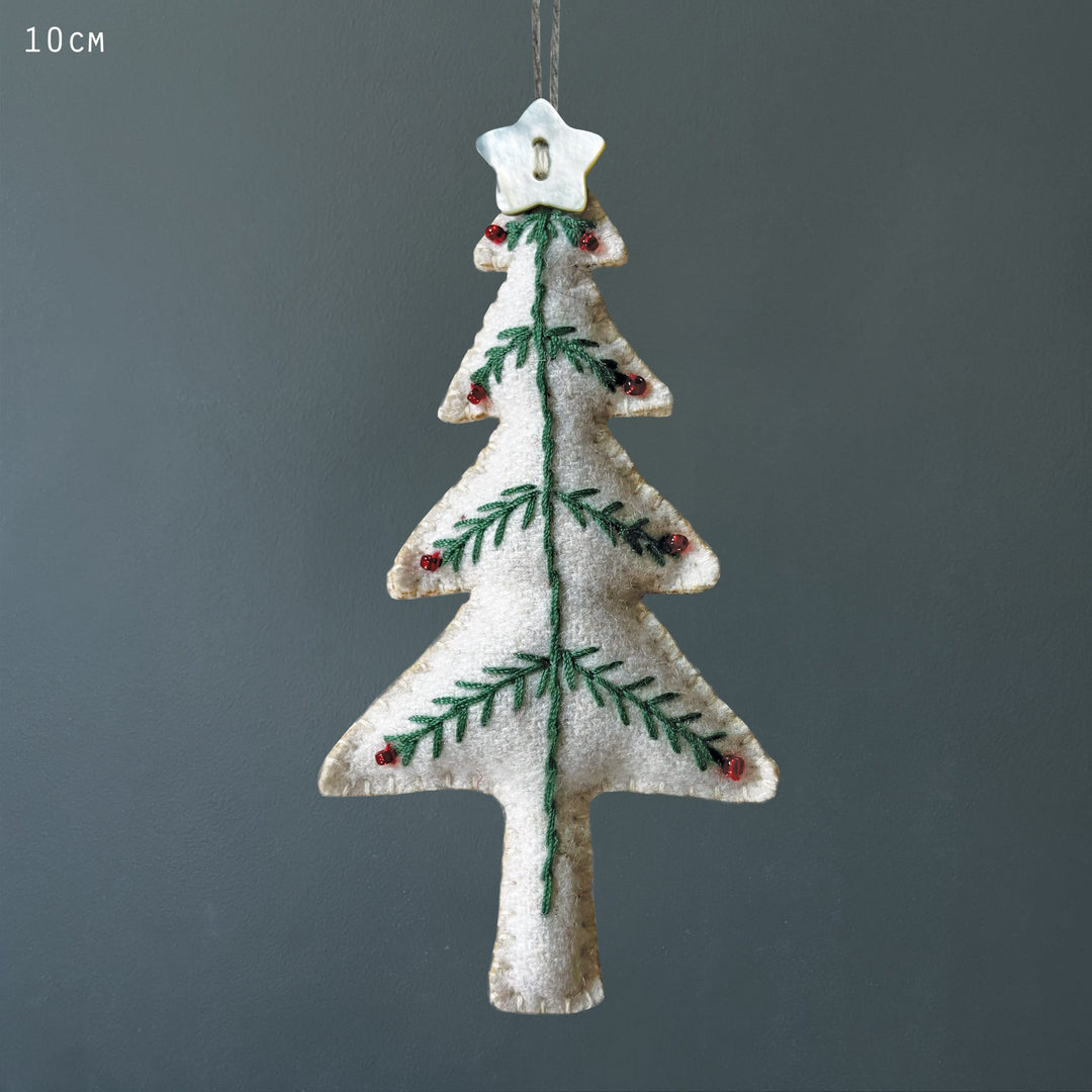 East of India Cream Embroidered Tree Hanging Decoration Hanging Decoration East of India Embroidered Tree Hanging Decoration - Cream