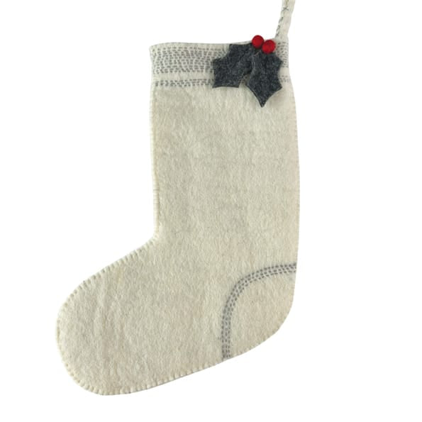 East of India Cream Felt Sashiko Christmas Stocking Christmas Stocking East of India Felt Sashiko Christmas Stocking - Cream