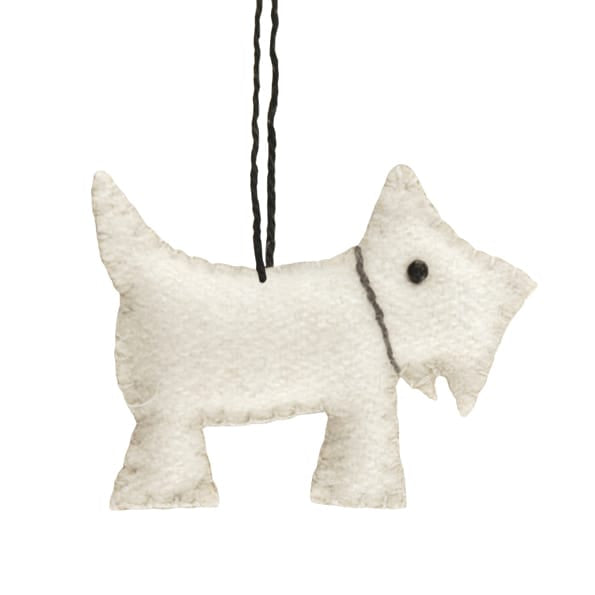 East of India Cream Felt Scotty Dog Hanging Decoration Hanging Decoration East of India Felt Scotty Dog Hanging Decoration - Cream