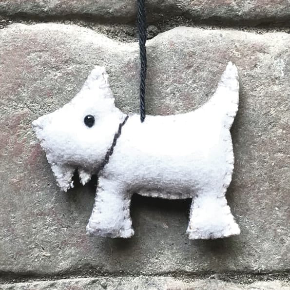 East of India Cream Felt Scotty Dog Hanging Decoration Hanging Decoration East of India Felt Scotty Dog Hanging Decoration - Cream