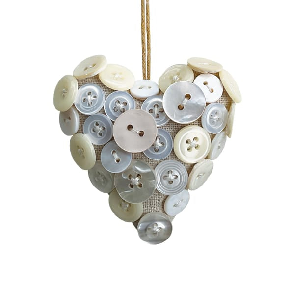 East of India Cream Linen Button Heart gift East of India Linen Button Heart - Cream