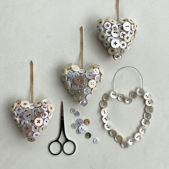 East of India Cream Linen Button Heart gift East of India Linen Button Heart - Cream