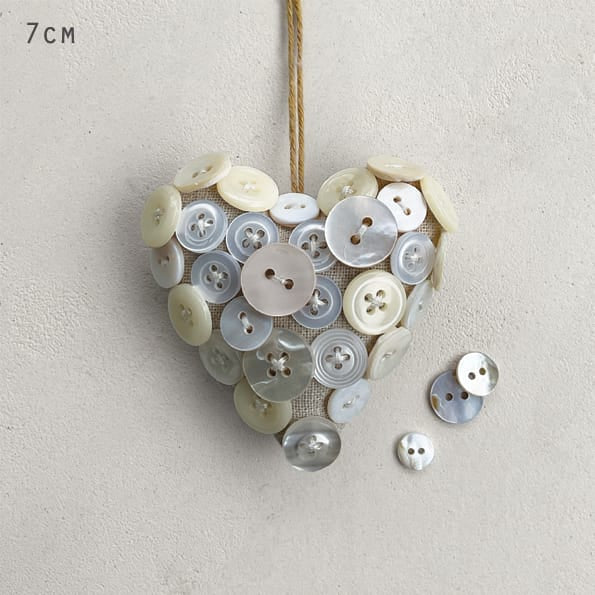 East of India Cream Linen Button Heart gift East of India Linen Button Heart - Cream