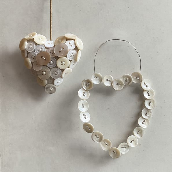 East of India Cream Linen Button Heart gift East of India Linen Button Heart - Cream