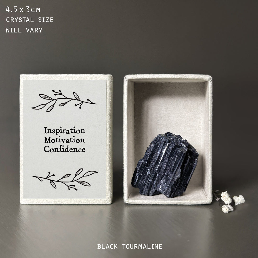 East of India Crystal Matchbox - Black Tourmaline Crystal crystal East of India Crystal Matchbox - Black Tourmaline