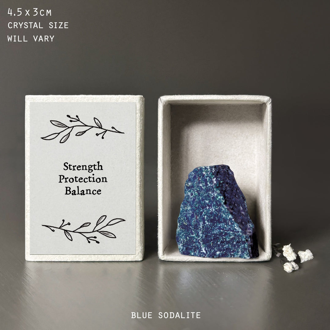 East of India Crystal Matchbox - Blue Sodalite Crystal crystal East of India Crystal Matchbox - Blue Sodalite