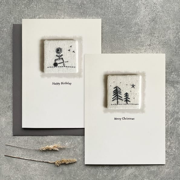 East of India Embroidered Christmas Card, Merry Christmas Greetings Card East of India Embroidered Christmas Card - Merry Christmas