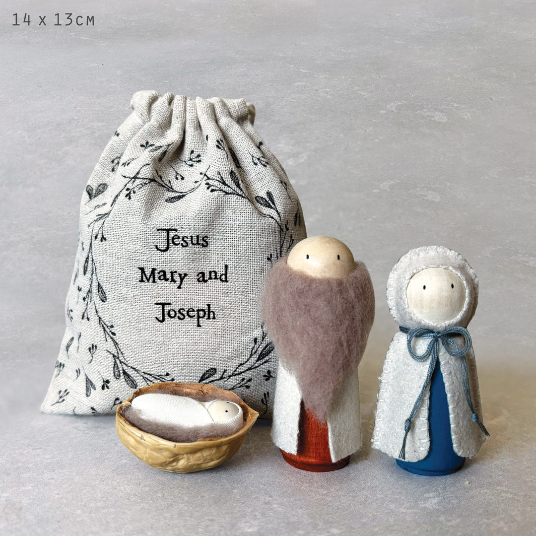 East of India Felt and Wood Woodland Nativity Bag Set Christmas Decoration East of India Felt and Wood Nativity Bag Set - Woodland Nativity