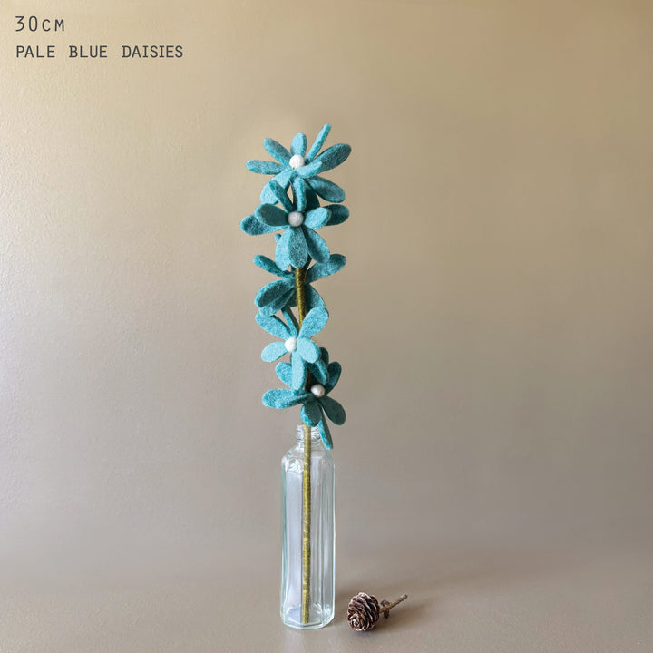 East of India Felt Daisy Branch, Blue Daisies Easter Decoration East of India Felt Daisy Branch - Blue Daisies