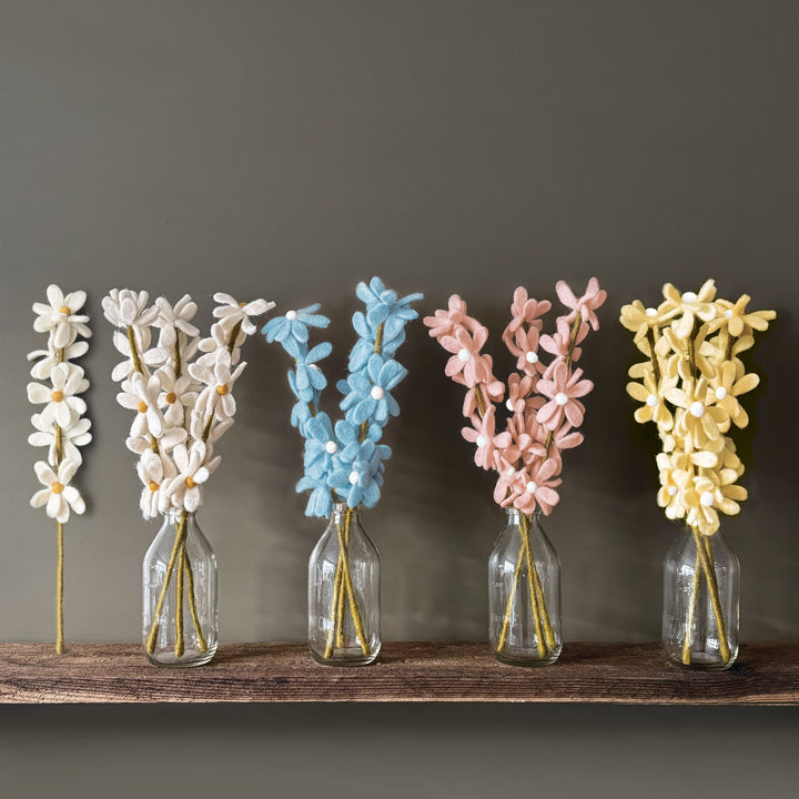 East of India Felt Daisy Branch, Pale Yellow Daisies Easter Decoration East of India Felt Daisy Branch - Pale Yellow Daisies