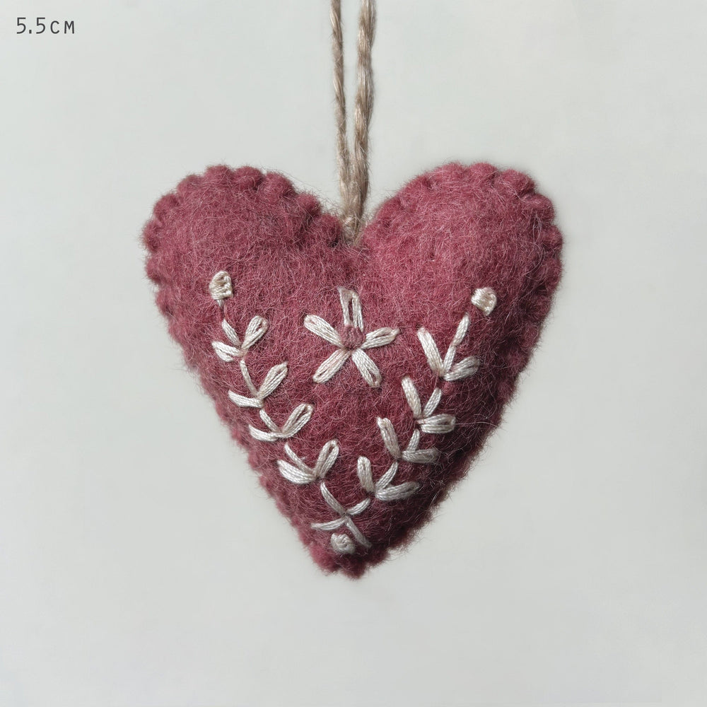 East of India Felt Embroidered Heart - Dusky Pink easter decorations East of India Felt Embroidered Heart - Dusky Pink
