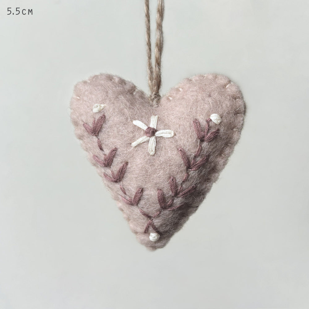 East of India Felt Embroidered Heart - Pale Pink easter decorations East of India Felt Embroidered Heart - Pale Pink