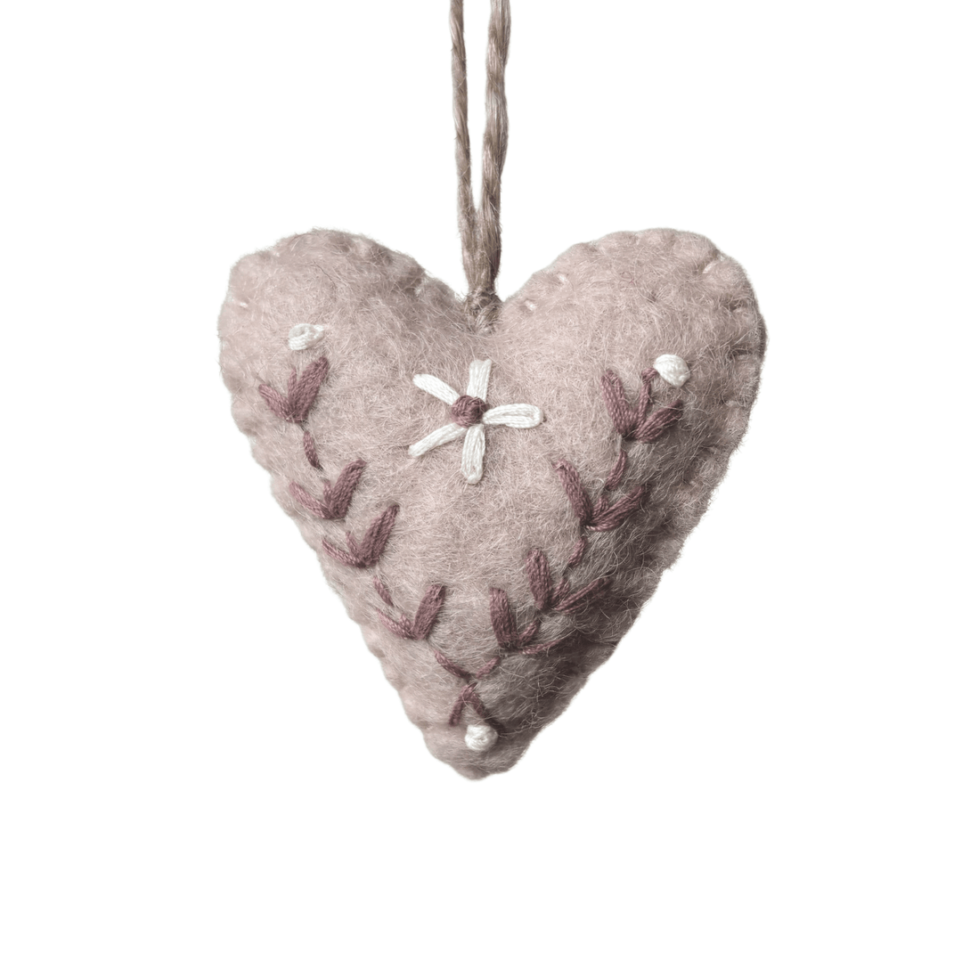 East of India Felt Embroidered Heart - Pale Pink easter decorations East of India Felt Embroidered Heart - Pale Pink