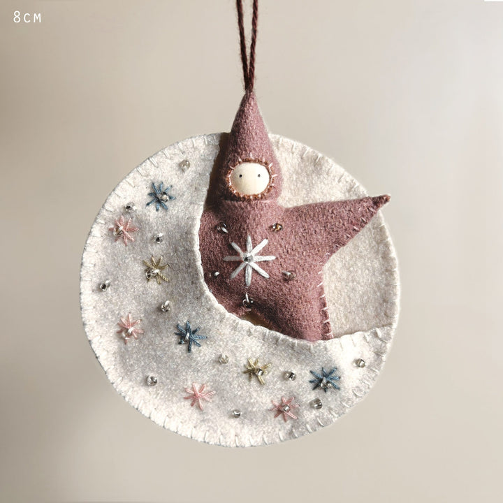 East of India Felt Moon Baby Decoration in Cream gift East of India Felt Moon Baby Decoration - Cream