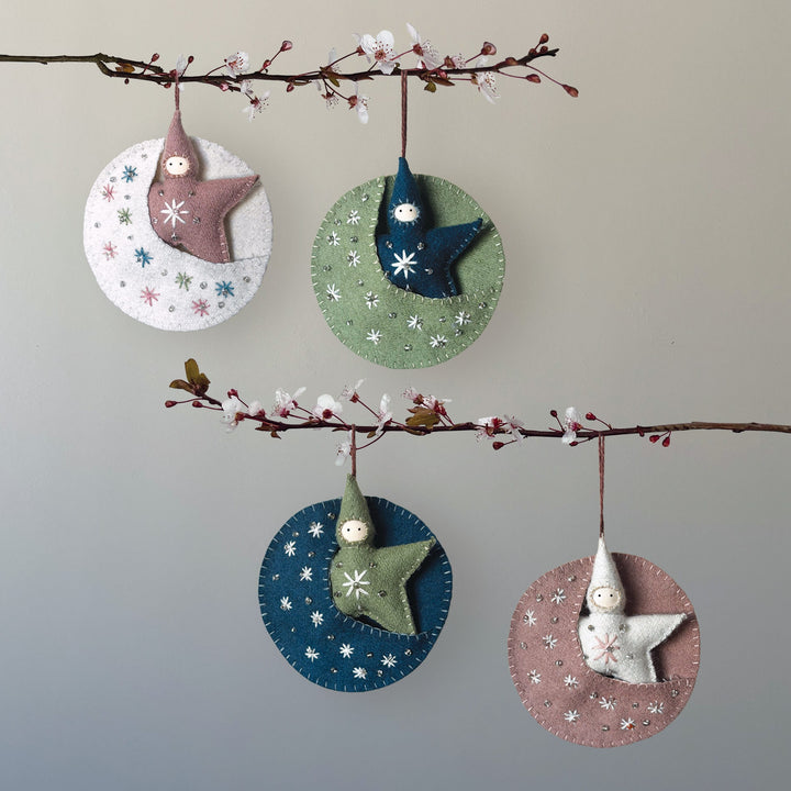 East of India Felt Moon Baby Decoration in Cream gift East of India Felt Moon Baby Decoration - Cream