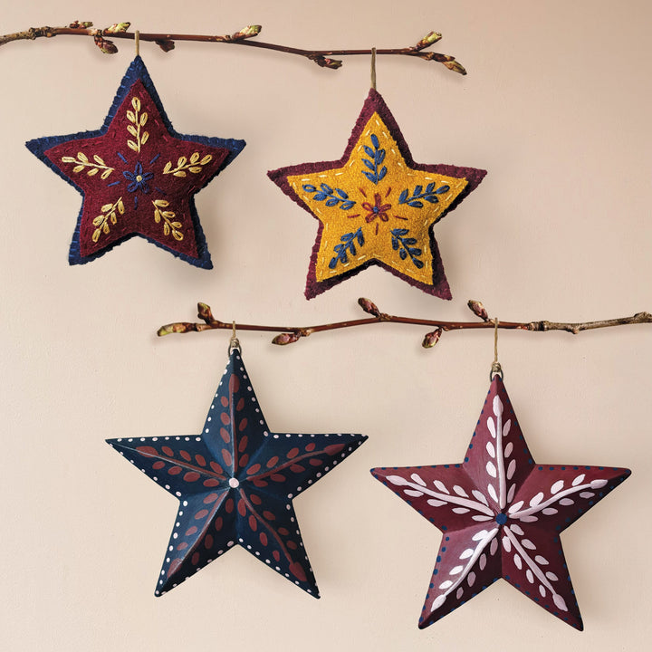 East of India Folk Art Blue Star Christmas Tree Decoration Christmas Decoration East of India Folk Art Christmas Tree Decoration - Blue Star