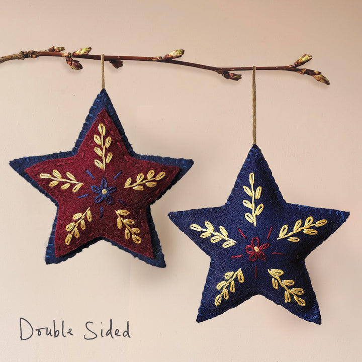 East of India Folk Art Blue Star Christmas Tree Decoration Christmas Decoration East of India Folk Art Christmas Tree Decoration - Blue Star