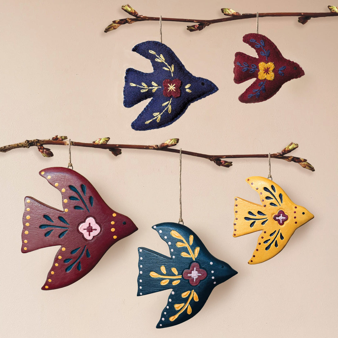 East of India Folk Art Dove Hanging Decoration, Small Hanging Decoration East of India Folk Art Hanging Decoration - Small Dove