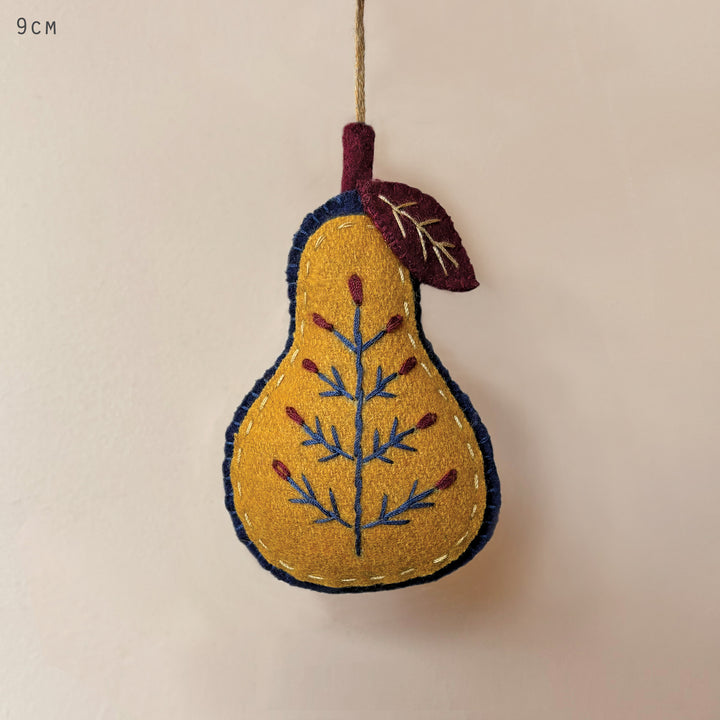 East of India Folk Art Pear Hanging Decoration, Small Hanging Decoration East of India Folk Art Hanging Decoration - Small Pear