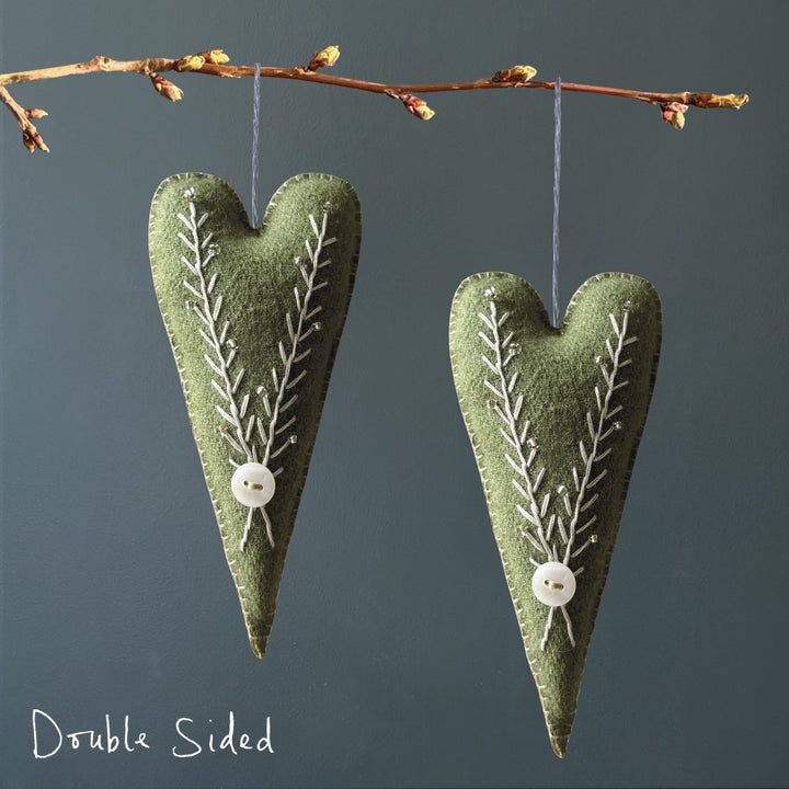 East of India Green Embroidered Long Heart gift East of India Embroidered Long Heart - Green