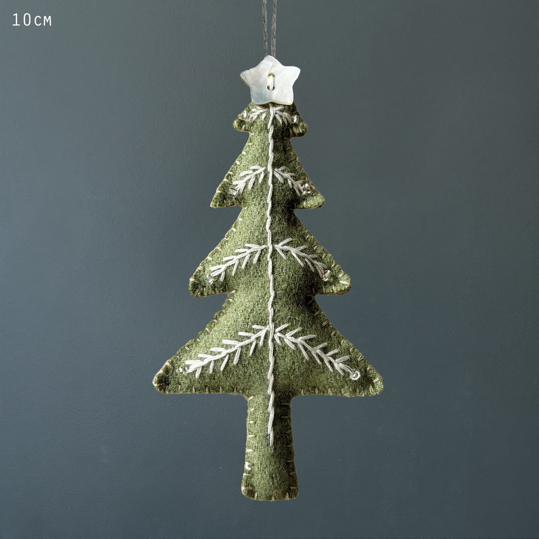 East of India Green Embroidered Tree Hanging Decoration Hanging Decoration East of India Embroidered Tree Hanging Decoration - Green