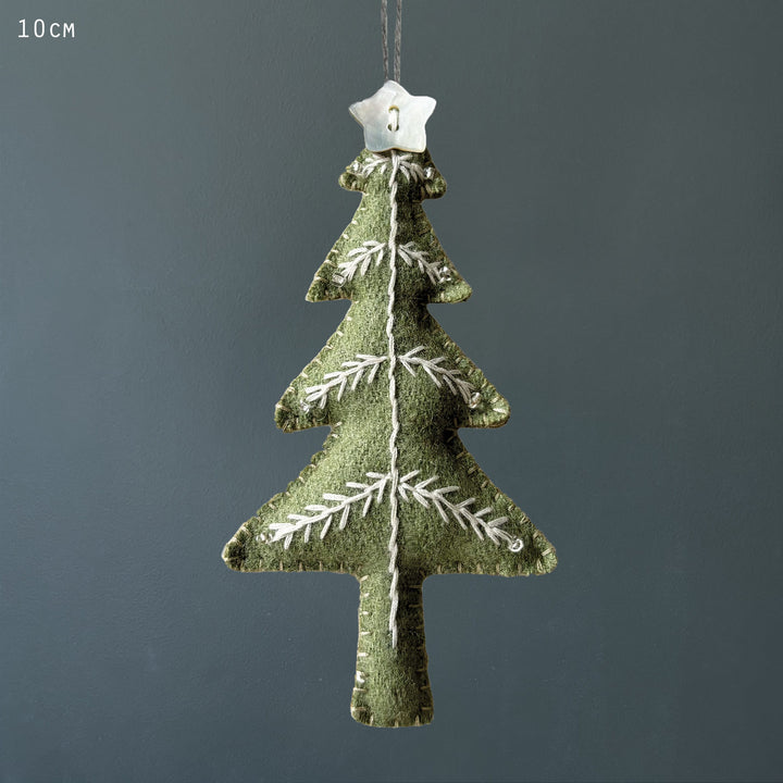 East of India Green Embroidered Tree Hanging Decoration Hanging Decoration East of India Embroidered Tree Hanging Decoration - Green