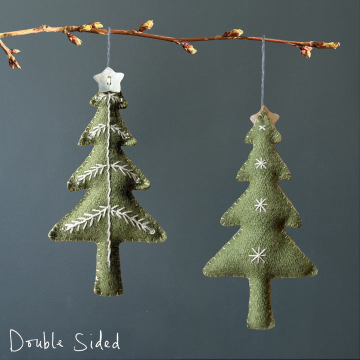 East of India Green Embroidered Tree Hanging Decoration Hanging Decoration East of India Embroidered Tree Hanging Decoration - Green