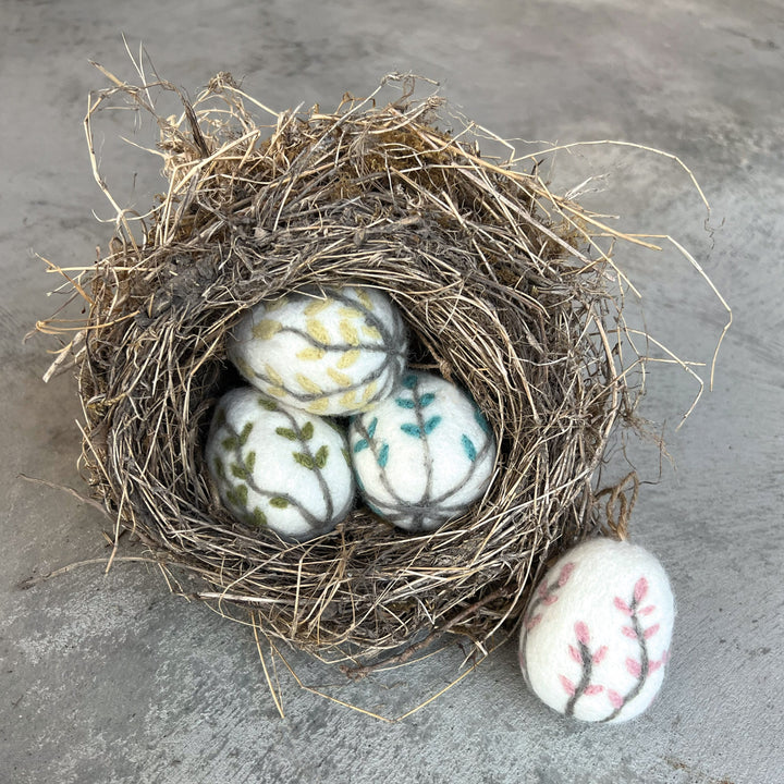 East of India Green Floral Felted Easter Egg Decoration Easter Decoration East of India Floral Felted Easter Egg Hanging Decoration - Green