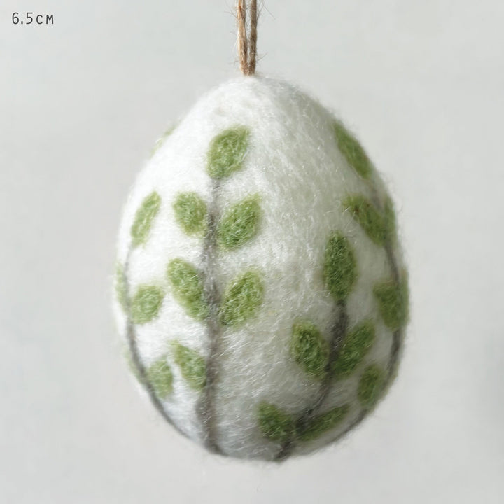 East of India Green Floral Felted Easter Egg Decoration Easter Decoration East of India Floral Felted Easter Egg Hanging Decoration - Green