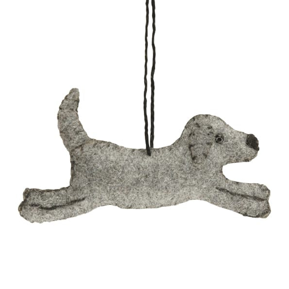 East of India Grey Felt Running Dog Hanging Decoration Hanging Decoration East of India Felt Running Dog Hanging Decoration - Grey