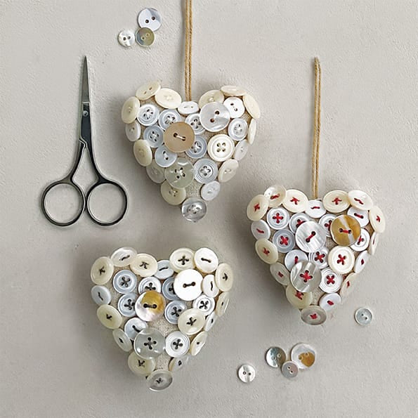 East of India Grey Linen Button Heart gift East of India Linen Button Heart - Grey