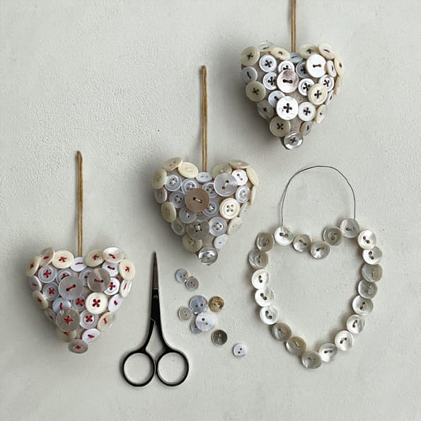 East of India Grey Linen Button Heart gift East of India Linen Button Heart - Grey