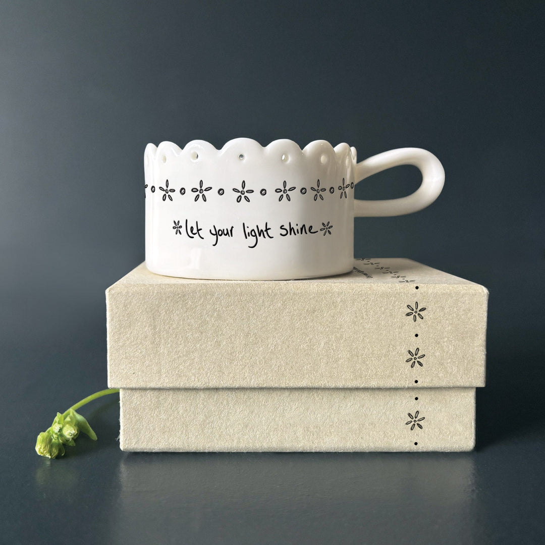 East of India Handled Scallop Tea Light Holder - Let your light shine tea light holder East of India Handled Scallop Tea Light Holder - Let your light shine