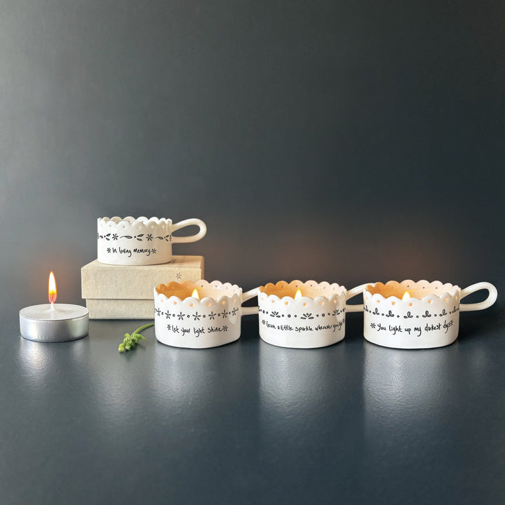 East of India Handled Scallop Tea Light Holder - Let your light shine tea light holder East of India Handled Scallop Tea Light Holder - Let your light shine