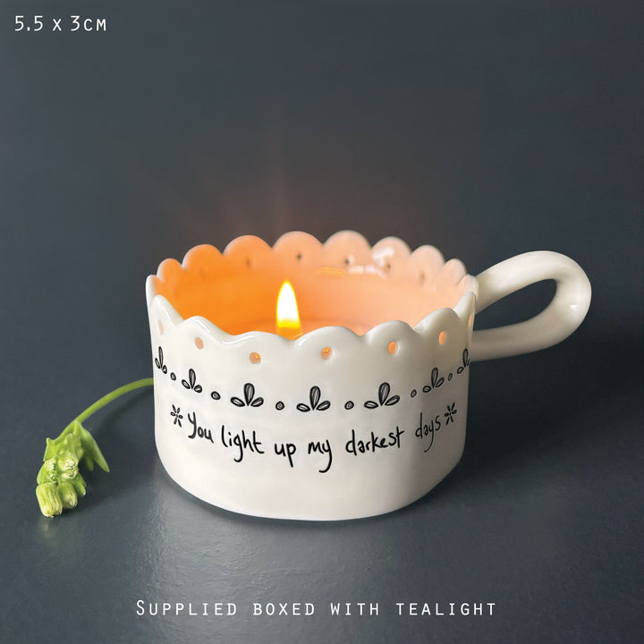 East of India Handled Scallop Tea Light Holder - Light up darkest days tea light holder East of India Handled Scallop Tea Light Holder - Light up darkest days