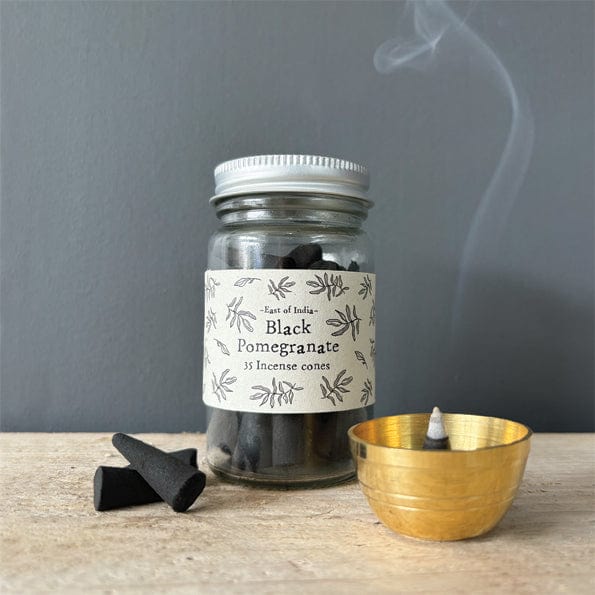 East of India Jar of Incense Cones - Black Pomegranate incense East of India Jar of Incense Cones - Black Pomegranate