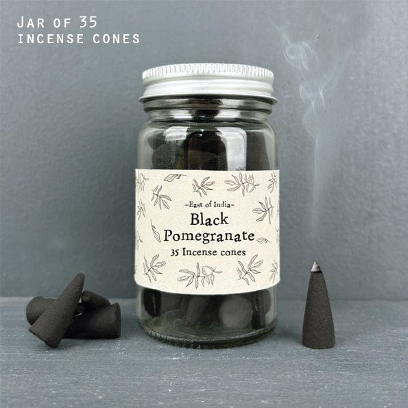 East of India Jar of Incense Cones - Black Pomegranate incense East of India Jar of Incense Cones - Black Pomegranate