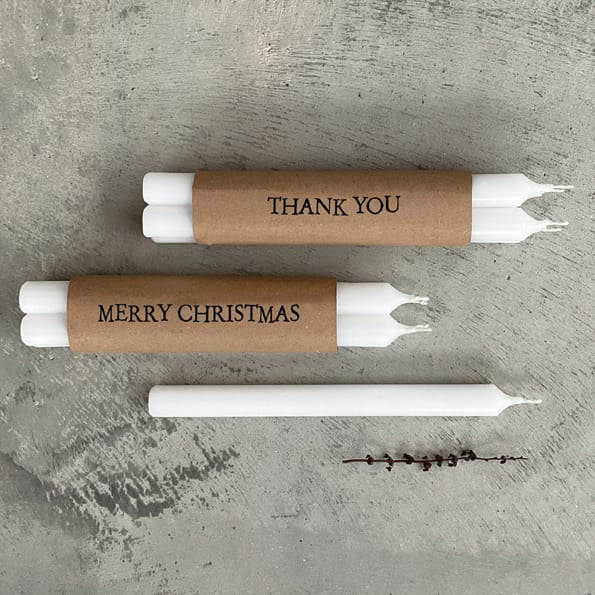 East of India Kraft Wrapped Christmas Candles, Merry Christmas Candles East of India Wrapped Christmas Candles - Kraft Merry Christmas