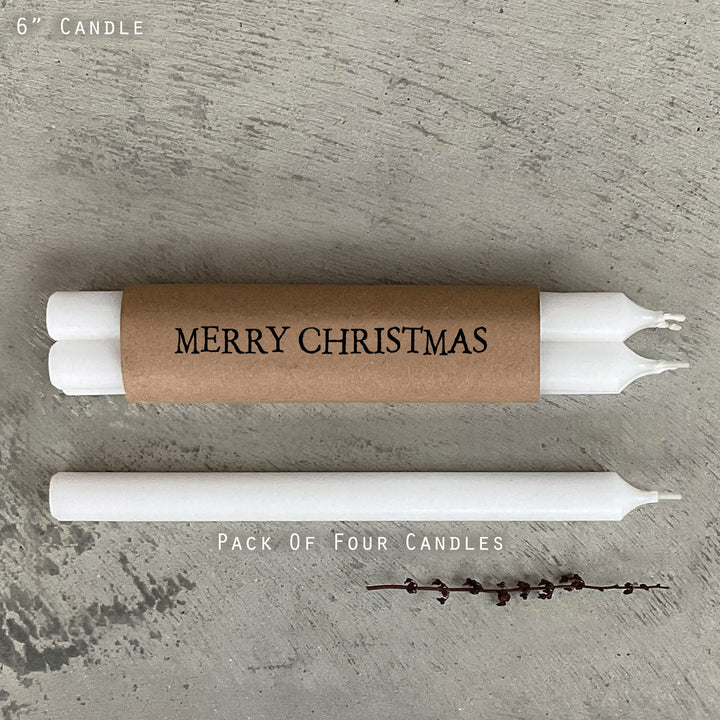 East of India Kraft Wrapped Christmas Candles, Merry Christmas Candles East of India Wrapped Christmas Candles - Kraft Merry Christmas